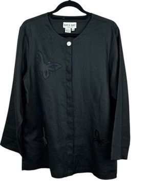 David Dart 100% Linen Butterfly Print Top S